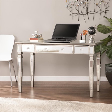 Gfancy Fixtures Silver Matte Mirrored Writing Desk GF3101179